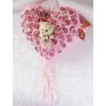 Pink Imported Roses Plush Heart with Baby Doll Teddy Bear